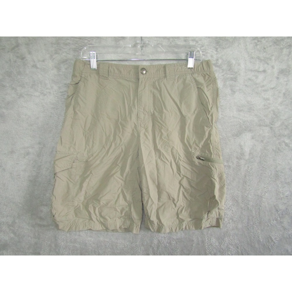 Columbia Mens Cargo Shorts Khaki Tan Zip Pockets Sun Protection Waist 32